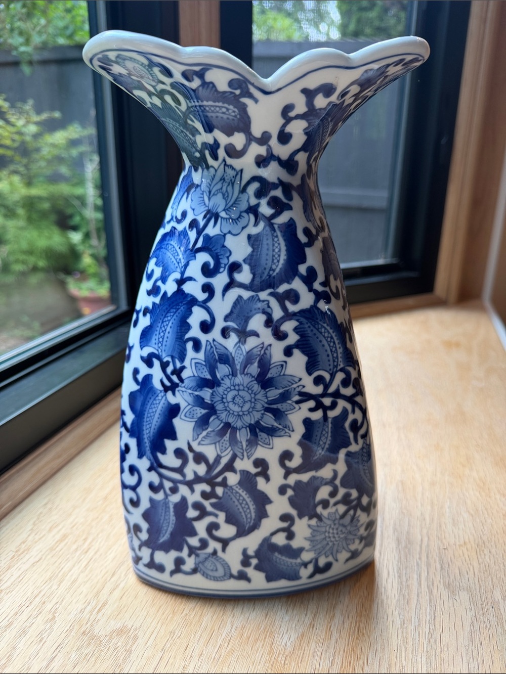 Seymour Mann Blue and White Floral Porcelain Vase